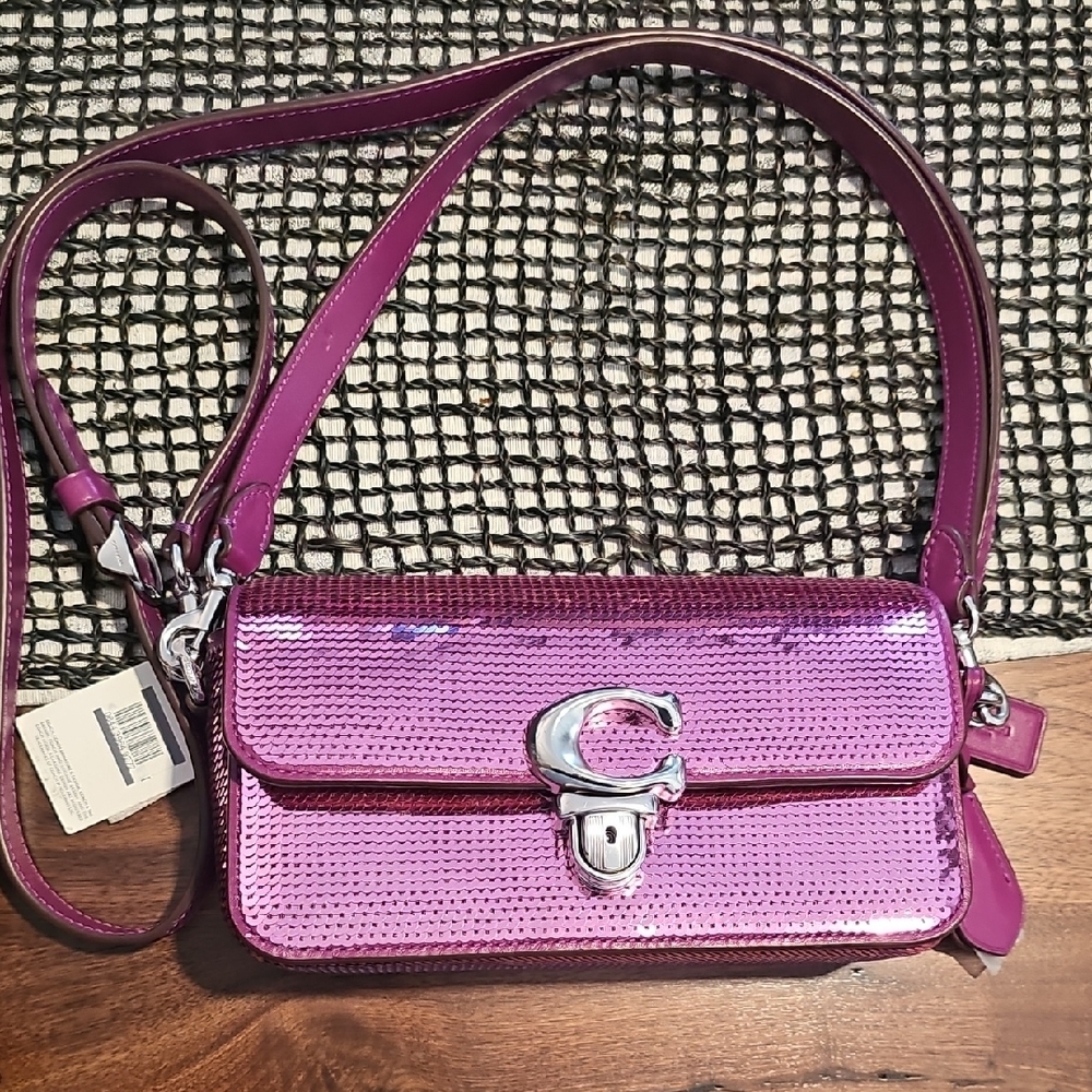 Coach Pink Sequin Crossbody Bag w/ Shorter Shoulder Strap - New With Tags - Picture 3 of 8